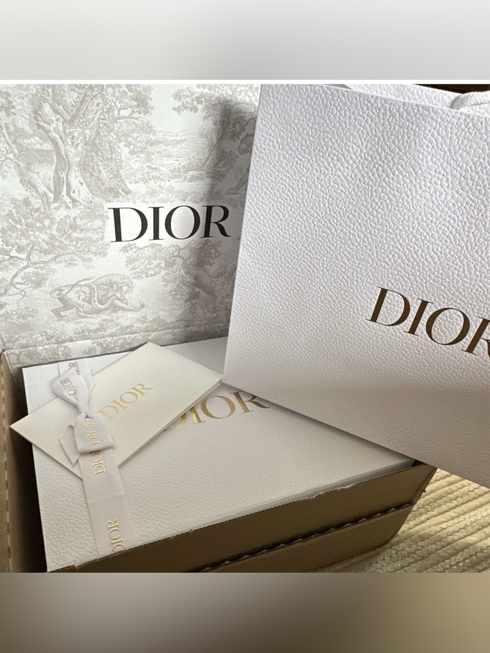 NEWDior Couture Lrg GiftBox w white Ribbon13x9.5x5,Gift Bag,Card,rev parcel box
